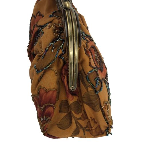 Victorian Beaded evening bag, floral bag Metal Strap Acetate, Seed Beads, Lucite - Picture 6 of 12